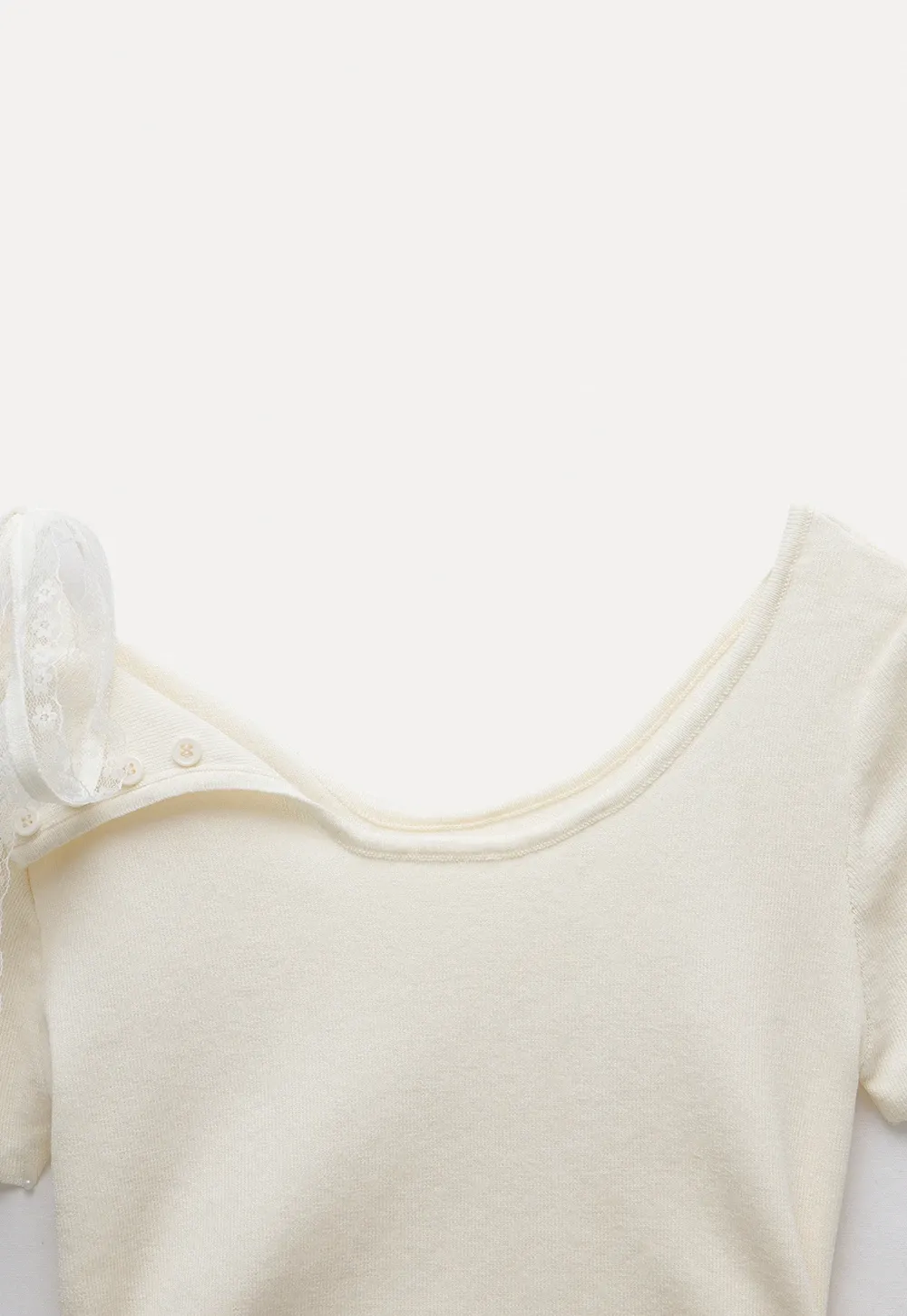 One Shoulder Lace Bow Knit Top