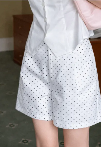 Polka Dot Shorts with Pleated Design