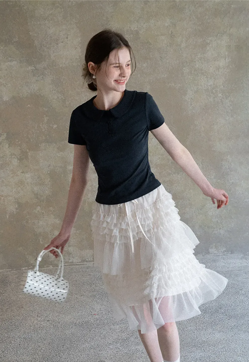 Tiered Ruffled Sheer Skirt with Drawstring Waist