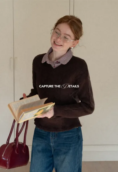 Women's Knit Sweater Round Neck Long Sleeve Casual Wear