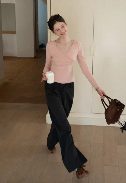 Wide leg high waist casual pants for women