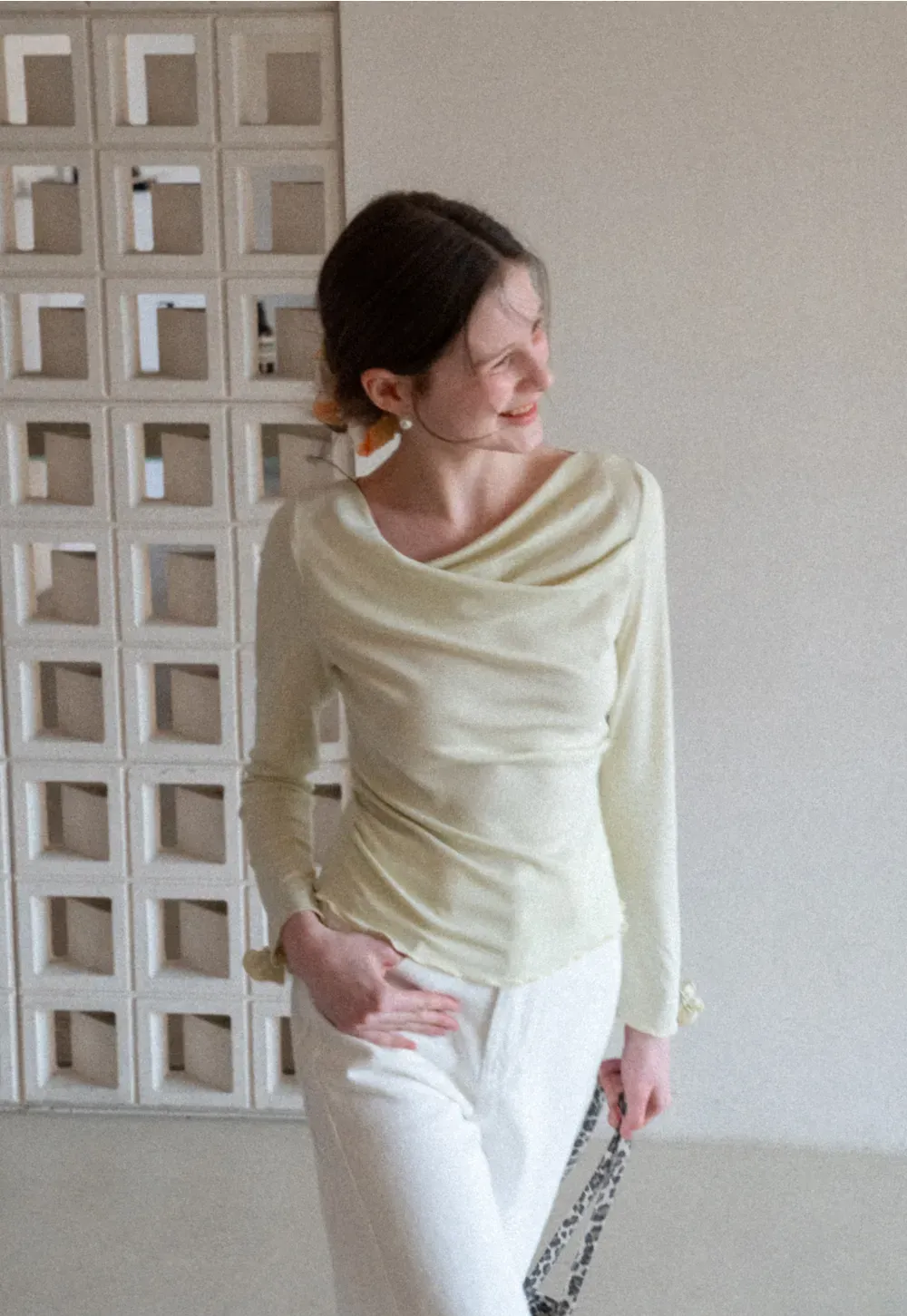 Long sleeve top with ruffled hem and cuffs