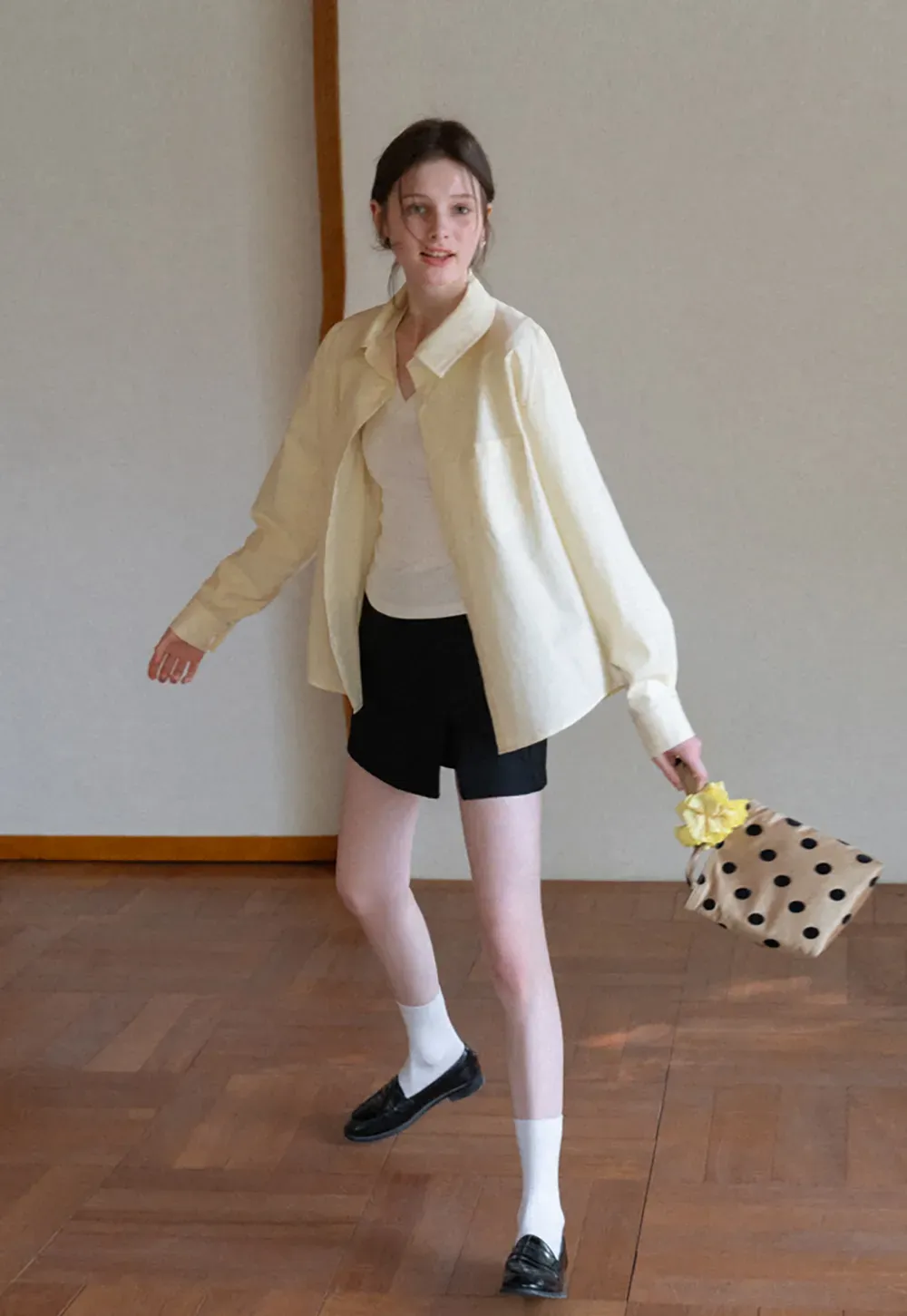 Plaid Skirt with Front Slit