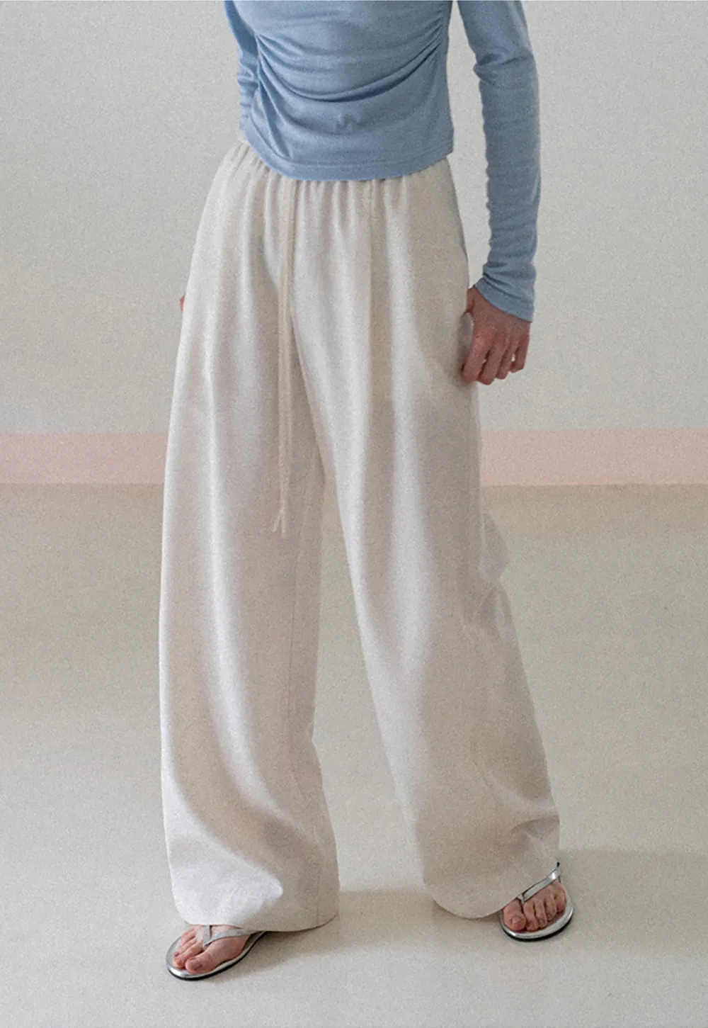 Wide Leg Drawstring Casual Pants