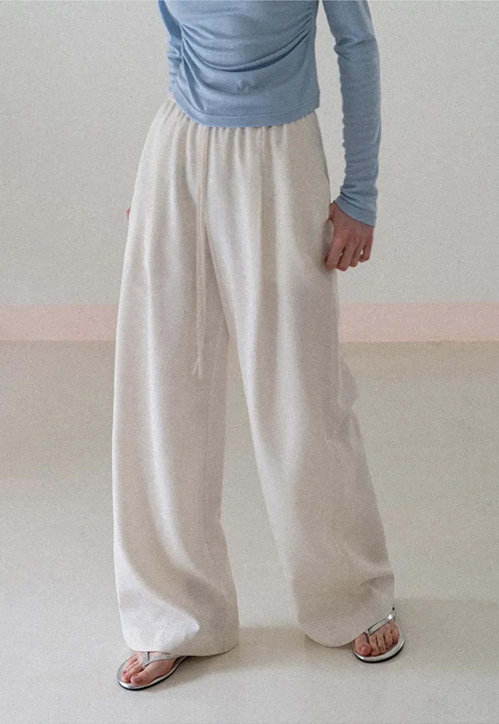 Wide Leg Drawstring Casual Pants