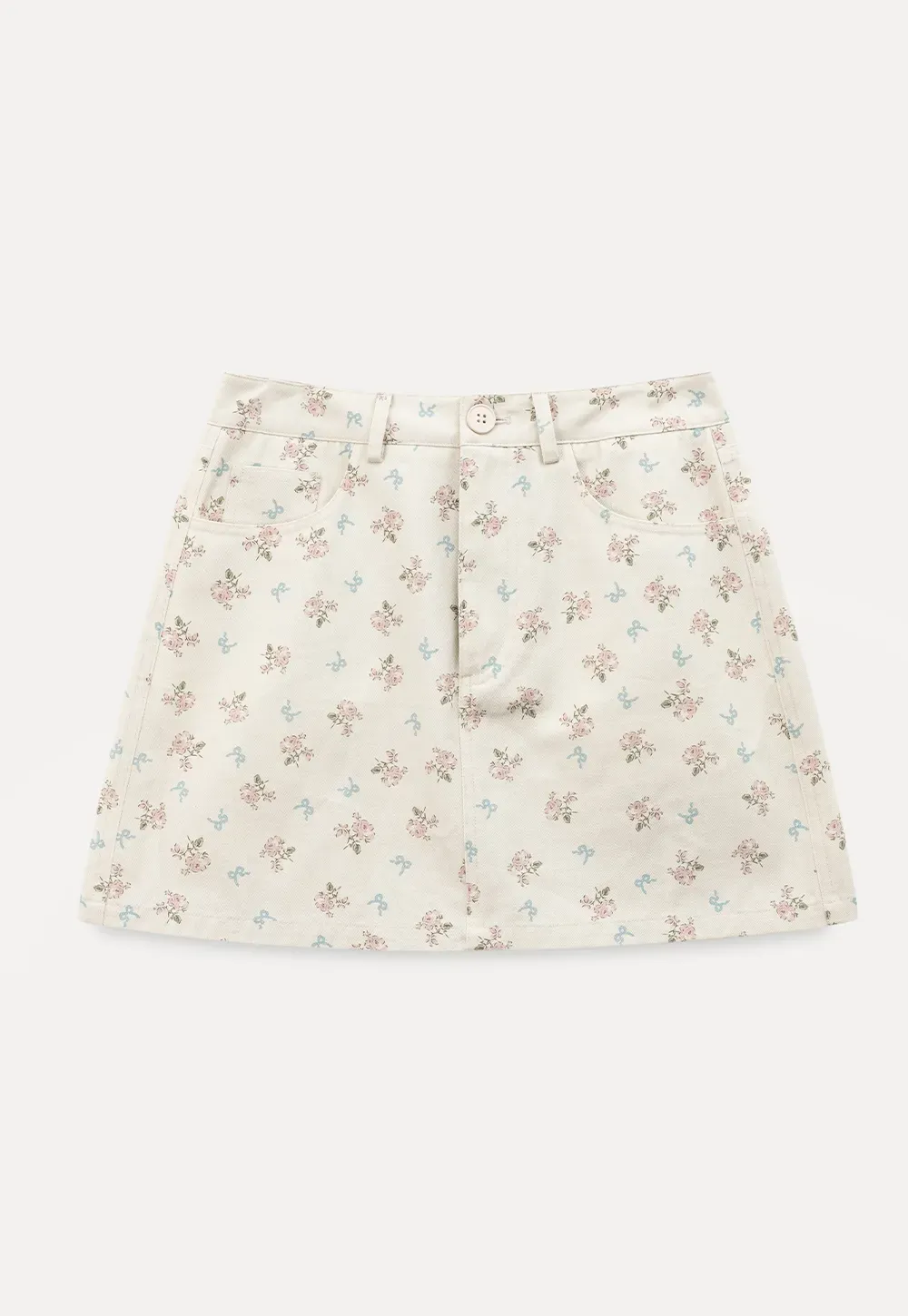 Floral Print Mini Skirt with Front Pockets