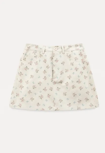 Floral Print Mini Skirt with Front Pockets