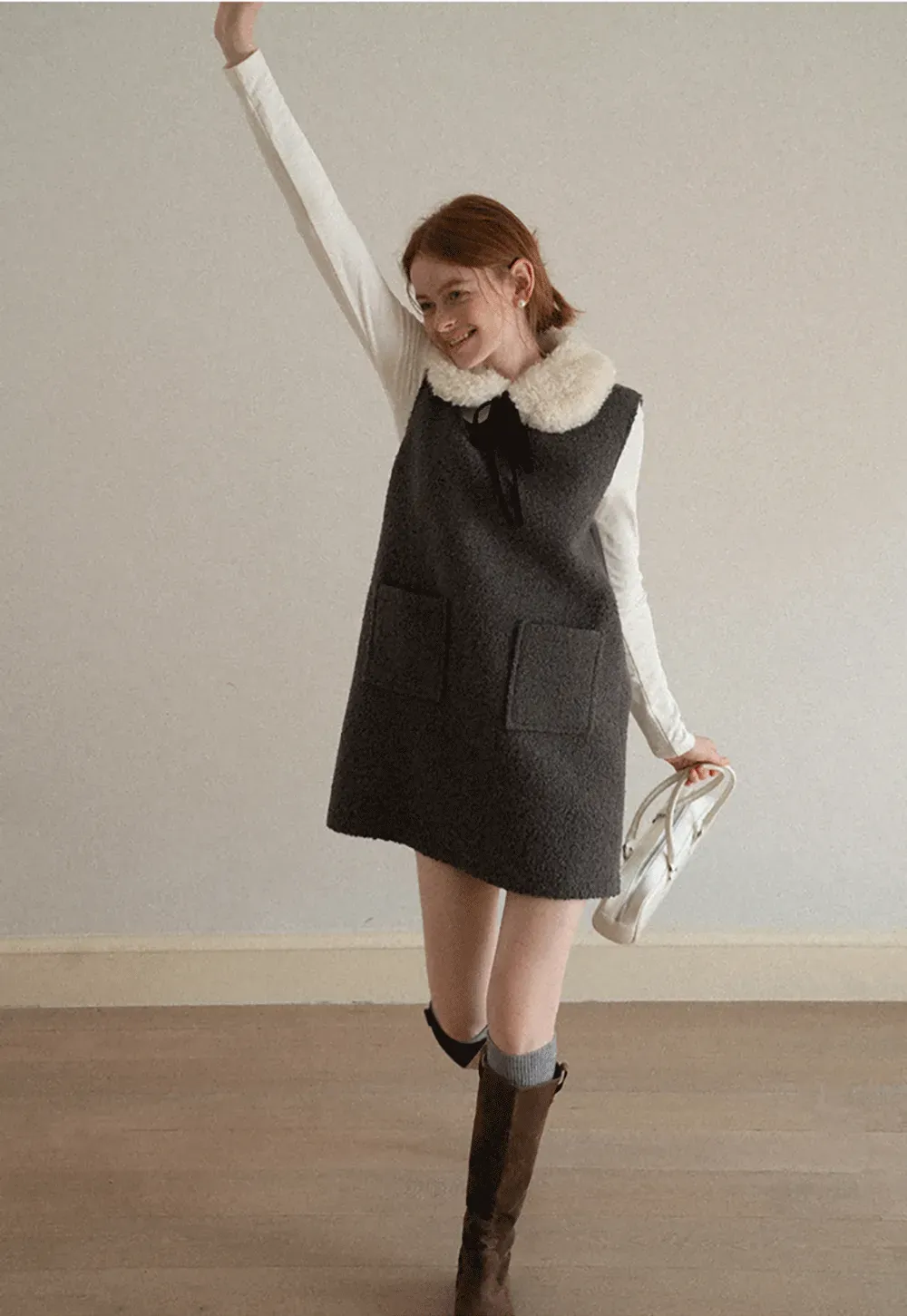 Elegant Long Sleeve Top with Ruffled Hem and Collar Design