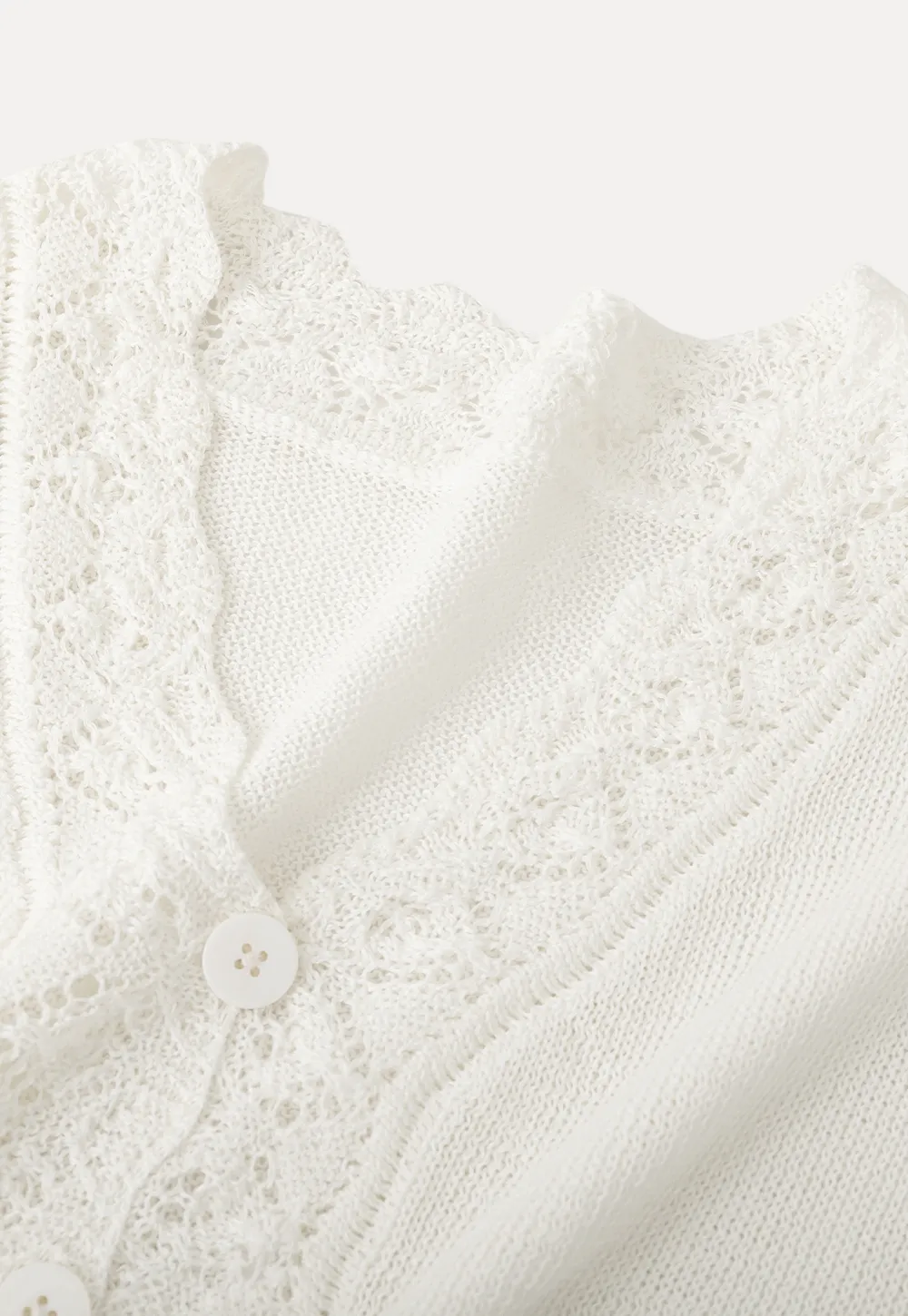 Lace Trimmed V Neck Knit Sweater with Drawstring Hem