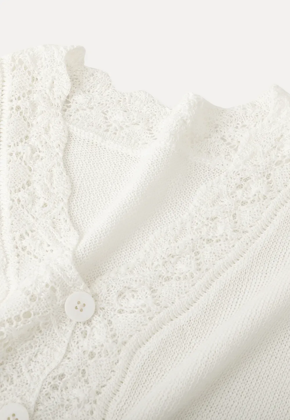 Lace Trimmed V Neck Knit Sweater with Drawstring Hem