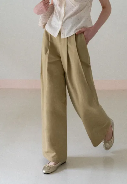 Wide Leg Pleated Casual Pants