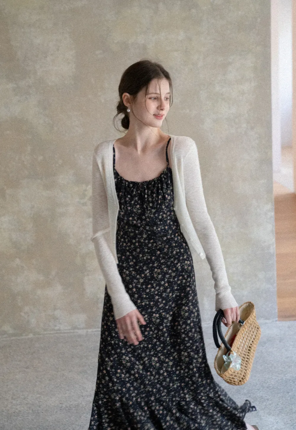 Floral Print Slip Dress with Thin Straps and Asymmetrical Hem