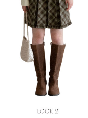 LOOK 2 - Plaid Pattern Flared Skirt with Ruffled Hem