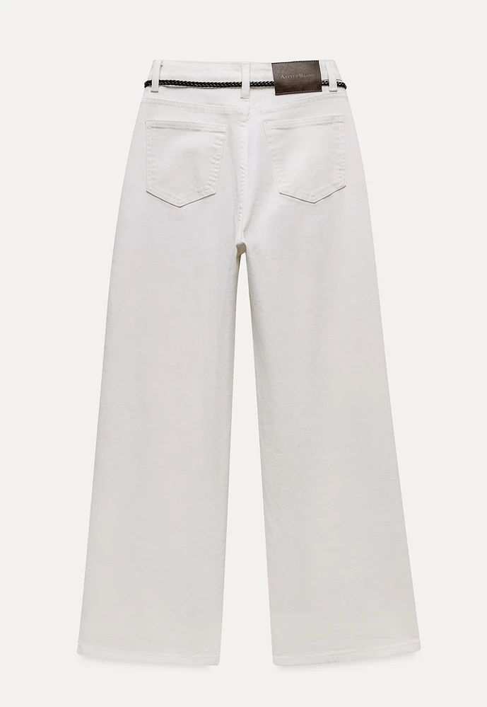 Wide Leg Jeans with Scarf Belt