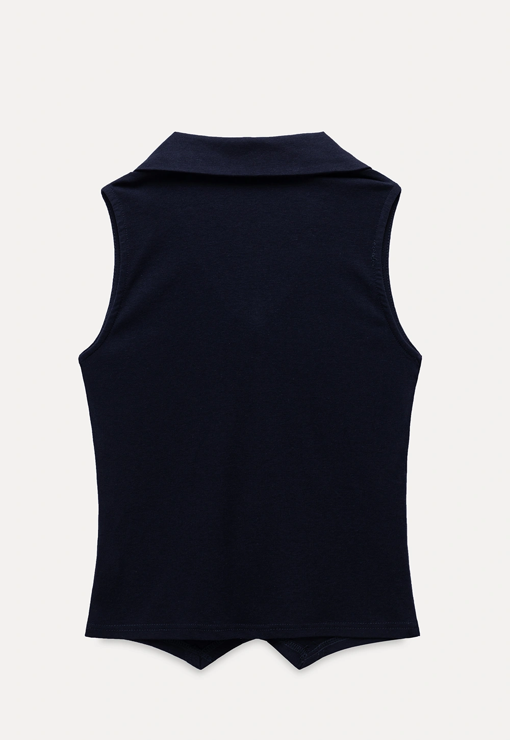 Women's Ribbed Sleeveless Polo Collar Knit Top