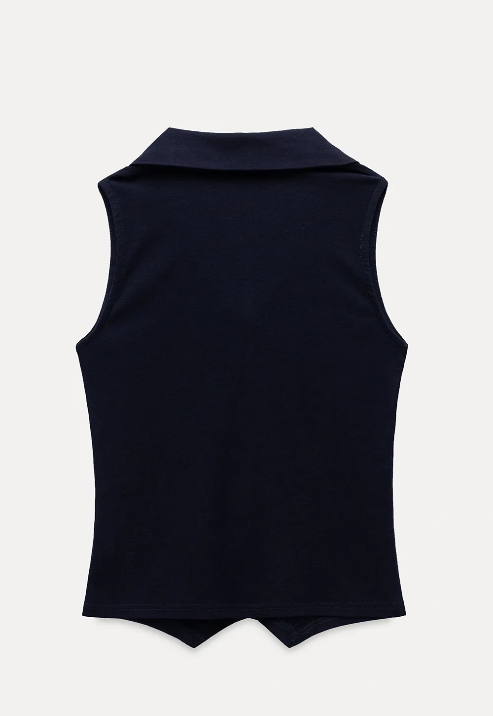 Women's Ribbed Sleeveless Polo Collar Knit Top