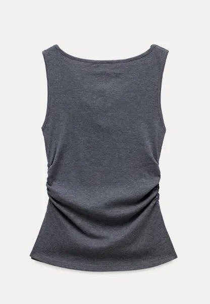 Women's Drape Back Sleeveless Ruched Tank Top