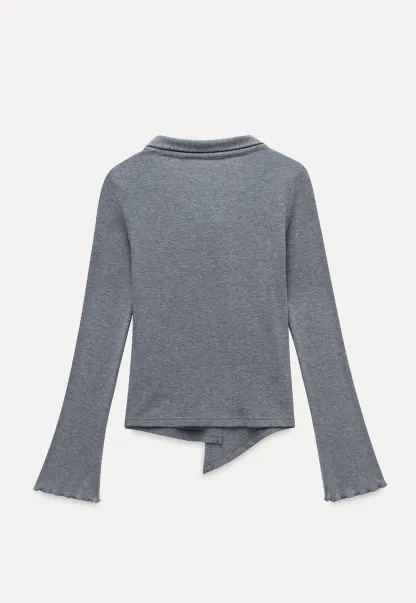 Women's Tie Neck Long Sleeve Tee