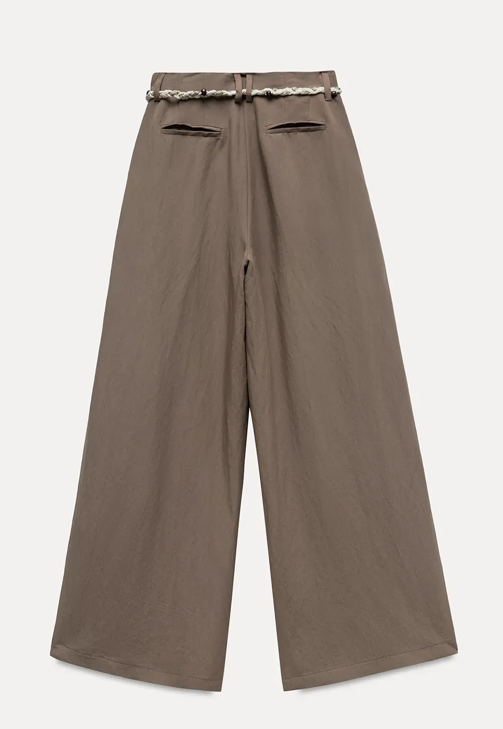 Wide Leg Pants with Braided Rope Belt