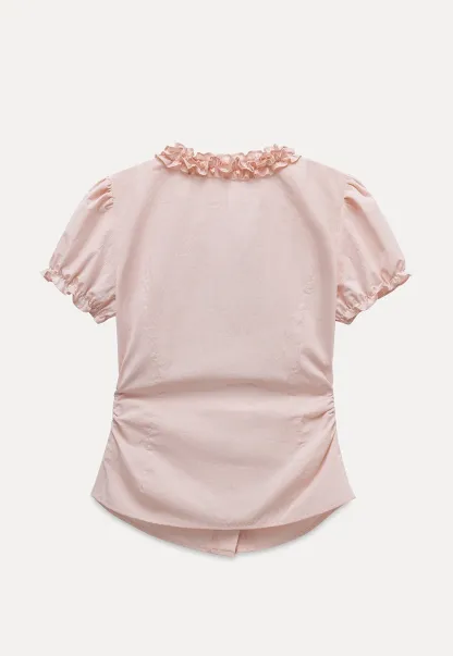 Women’s Ruffle V-Neck Puff-Sleeve Top