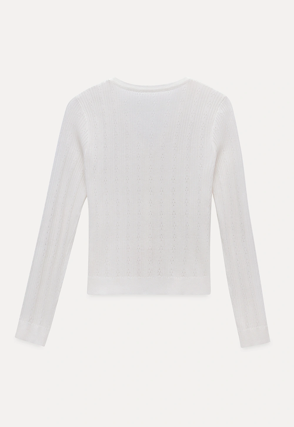 Pointelle Knit V-Neck Cardigan