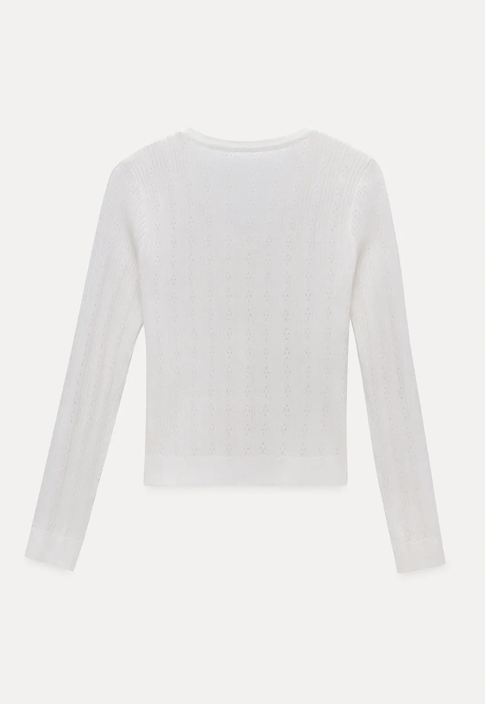 Pointelle Knit V-Neck Cardigan