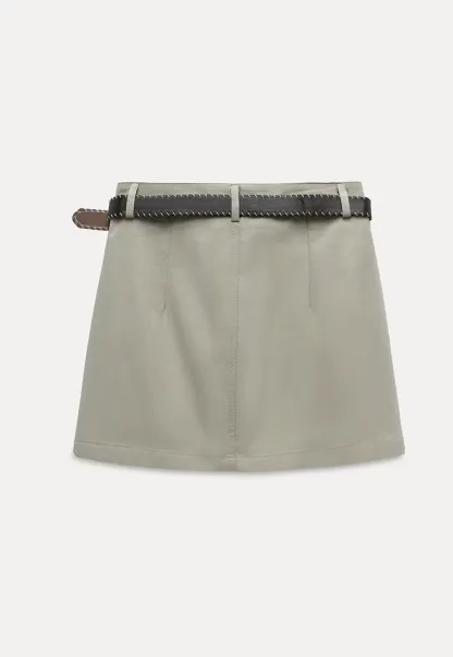 Women High Waist Belted Pocket Mini Skirt