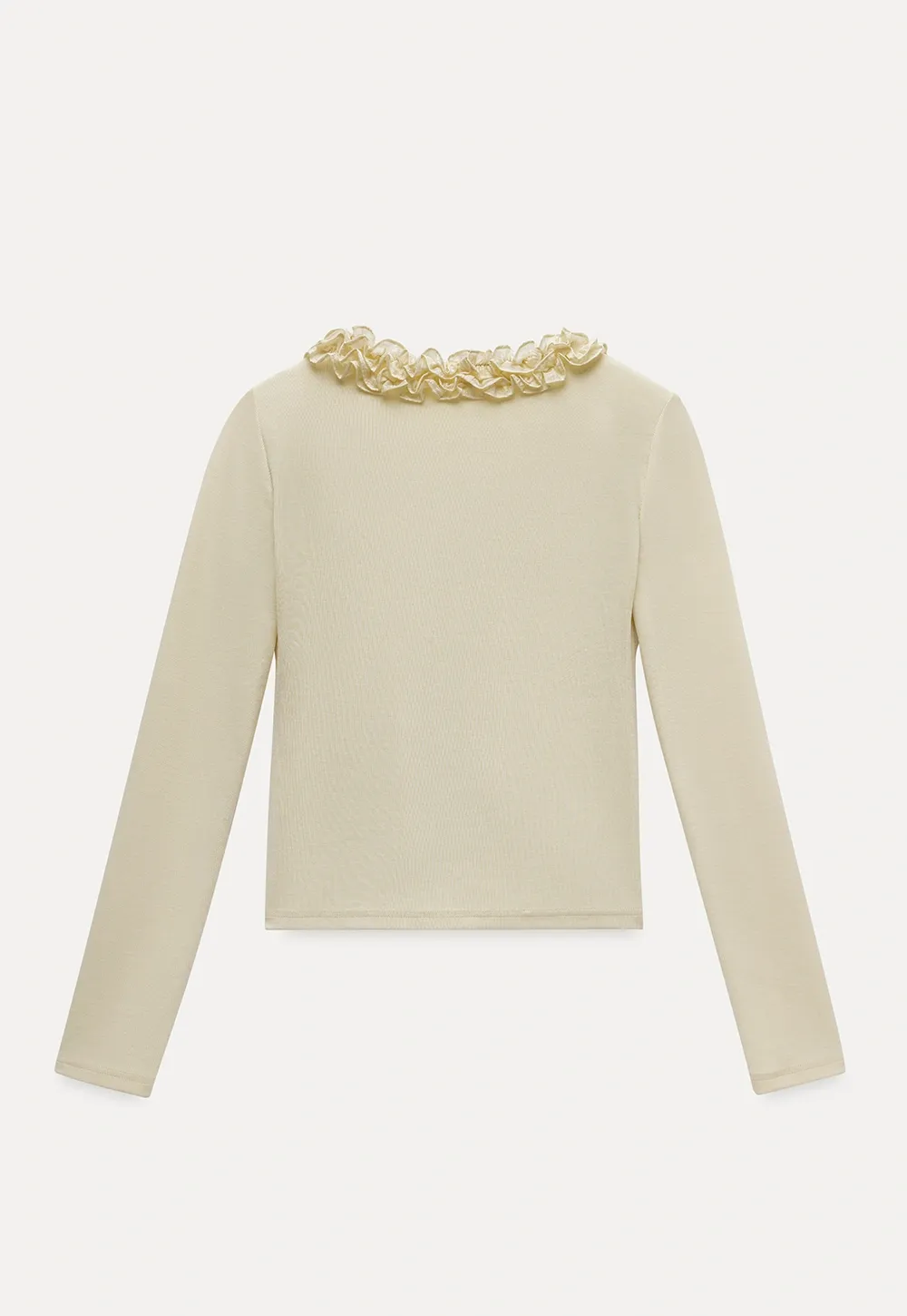 Women's Ruffle Trim V-Neck Long Sleeve Tee