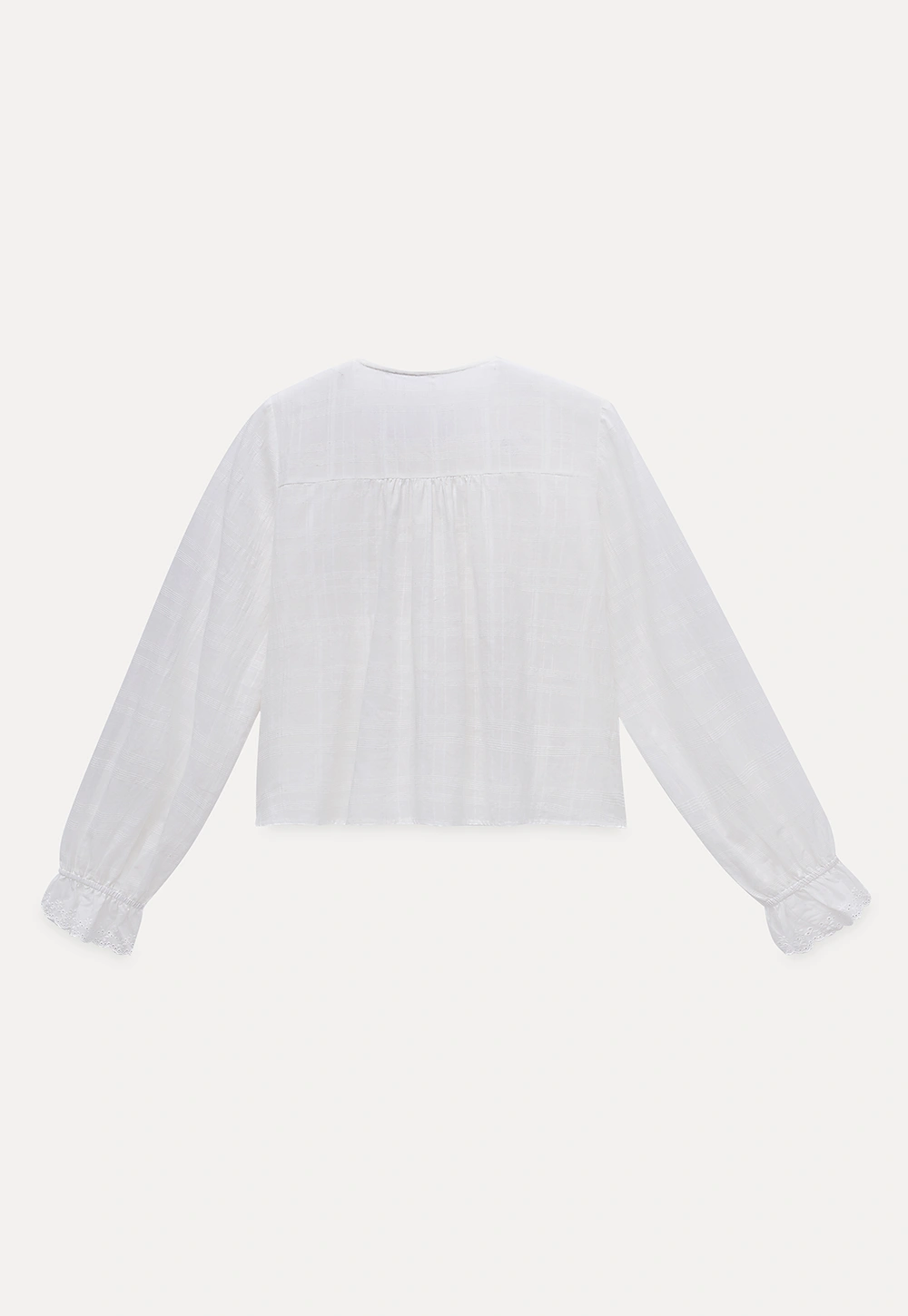 Women's Sheer Lace Tie Front Long Sleeve Blouse