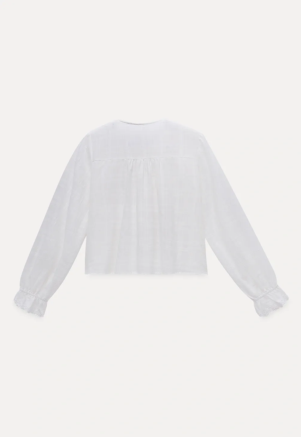 Women's Sheer Lace Tie Front Long Sleeve Blouse