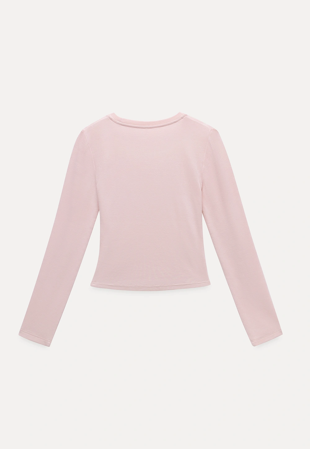 Women Long Sleeve Side Ruched Scoop Neck Crop Top