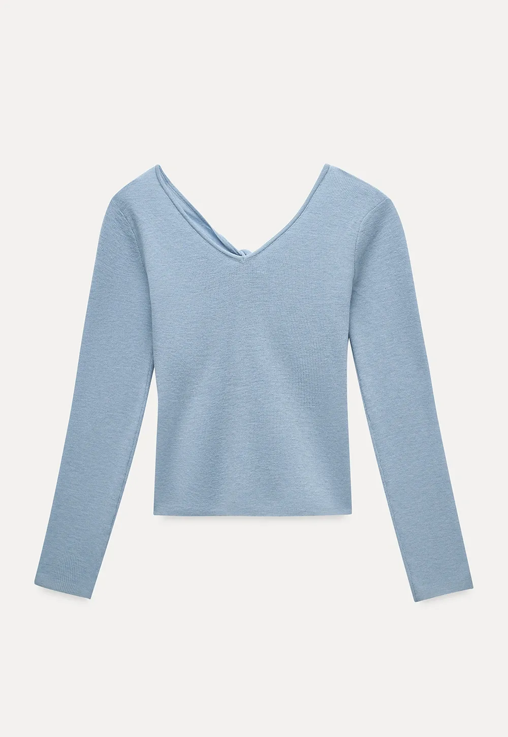 Women V Neck Twist Front Long Sleeve Knit Top