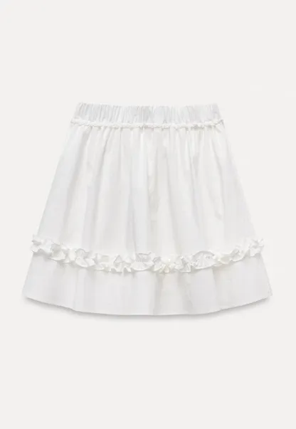 Women’s Ruffle Trim Elastic-Waist Mini Skirt