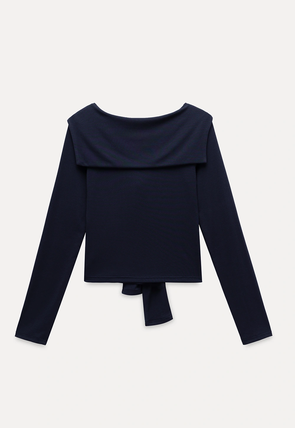 Off-shoulder Tie-detail Long Sleeve Knit Top