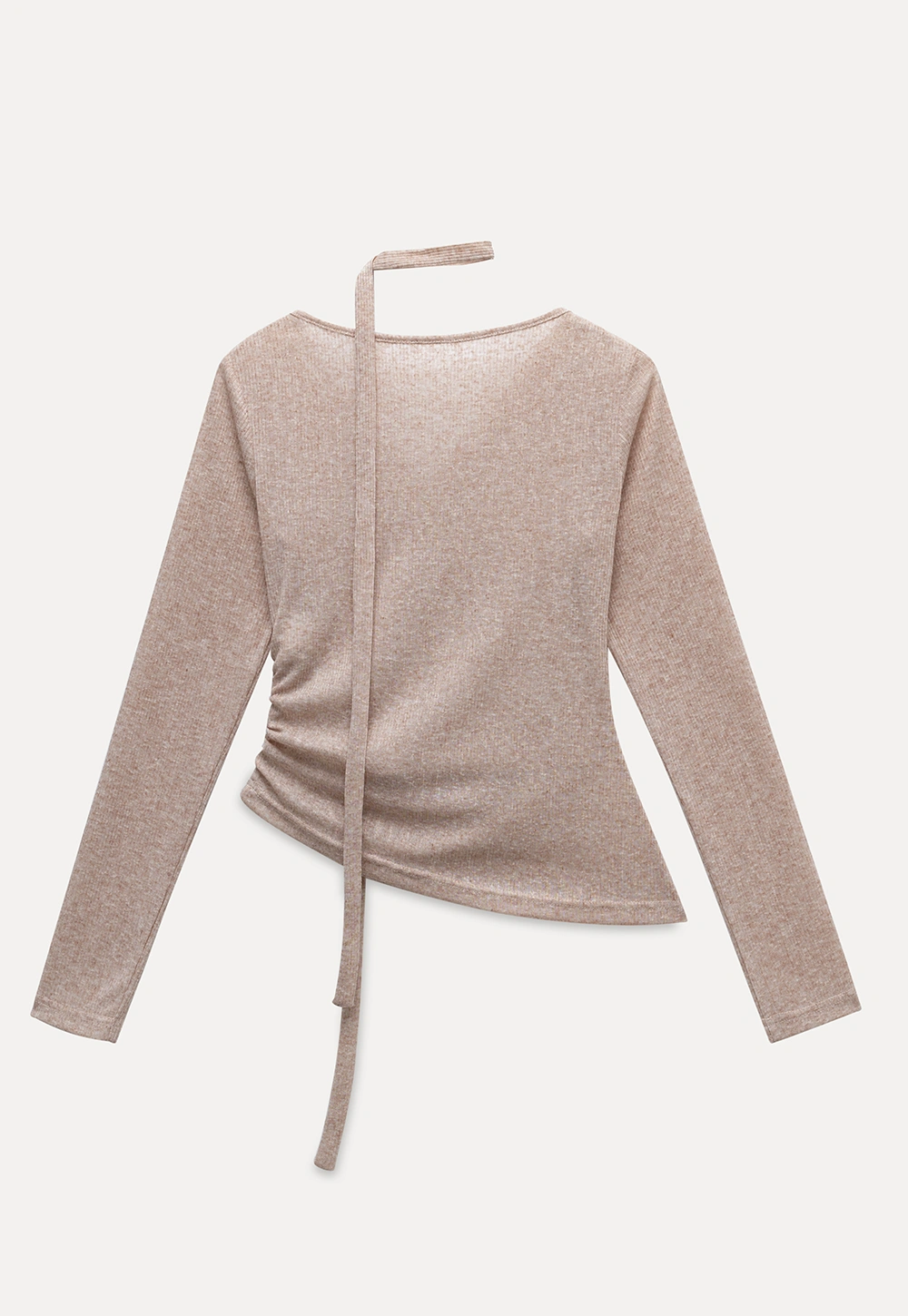 Asymmetrical rap-front draped knit top