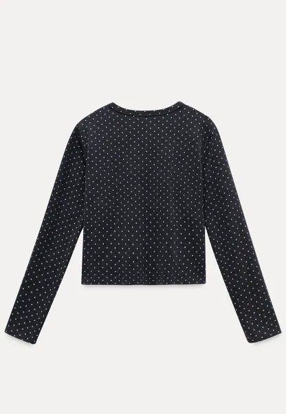 Polka Dot Ruffle Button-Up Cardigan
