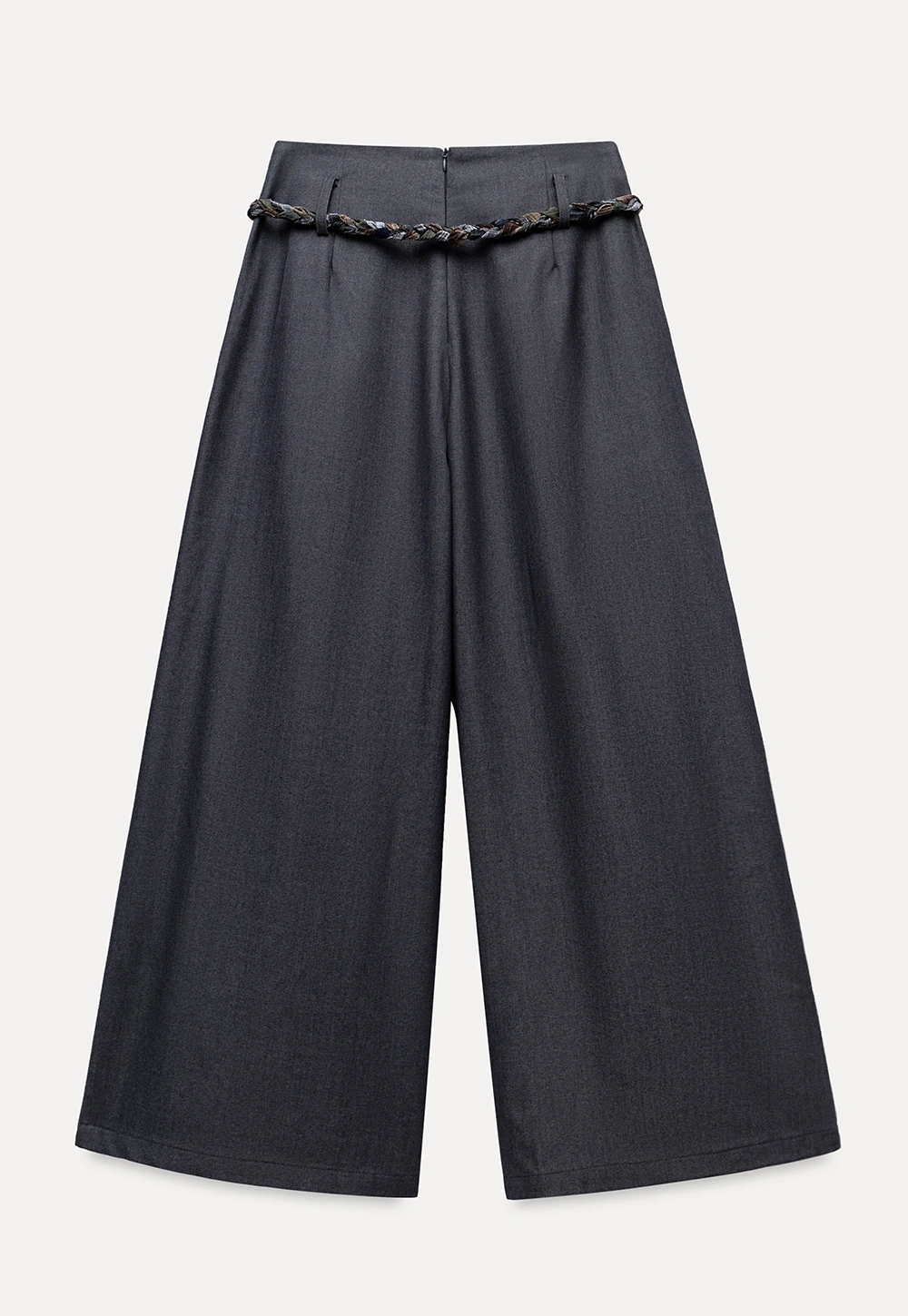 Women's Wide Leg Pleated Pants with Braided Ties