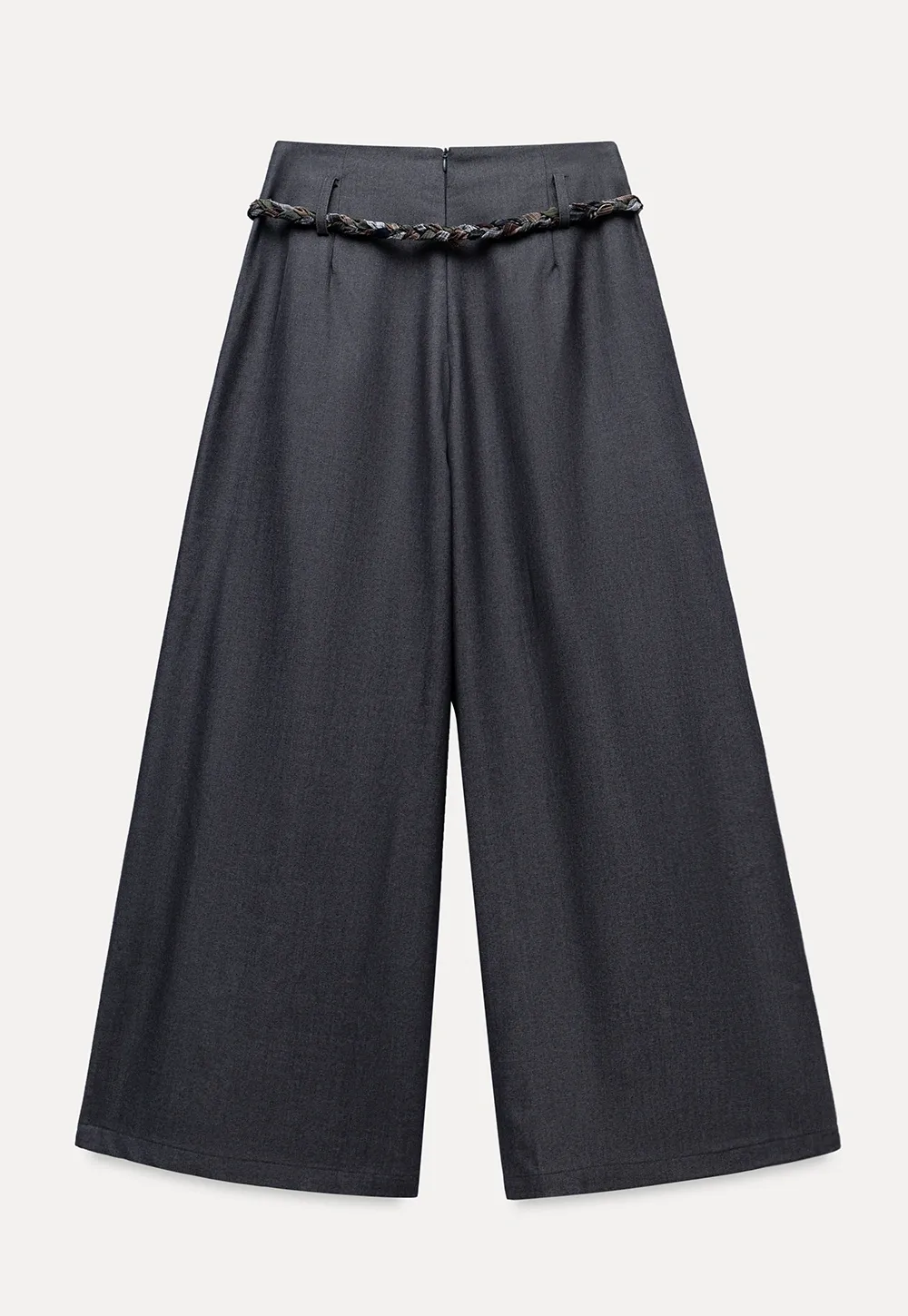 Women's Wide Leg Pleated Pants with Braided Ties