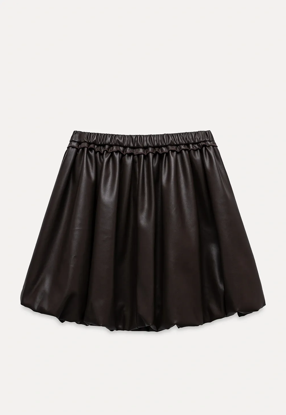 Women's Faux Leather Bubble Mini Skirt