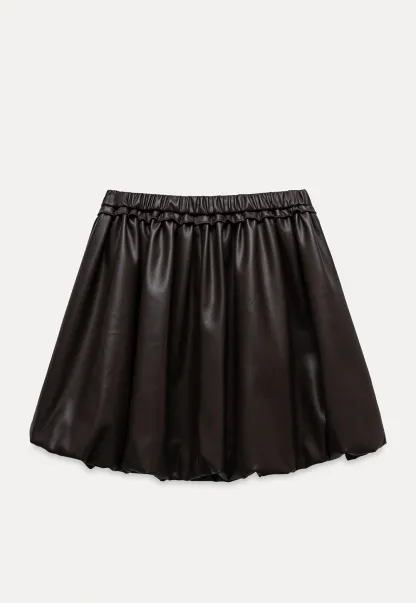 Women's Faux Leather Bubble Mini Skirt