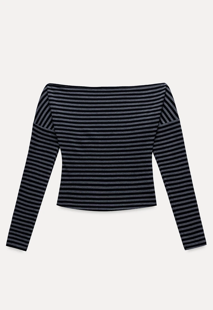 Striped Off Shoulder Top & Halter Cami