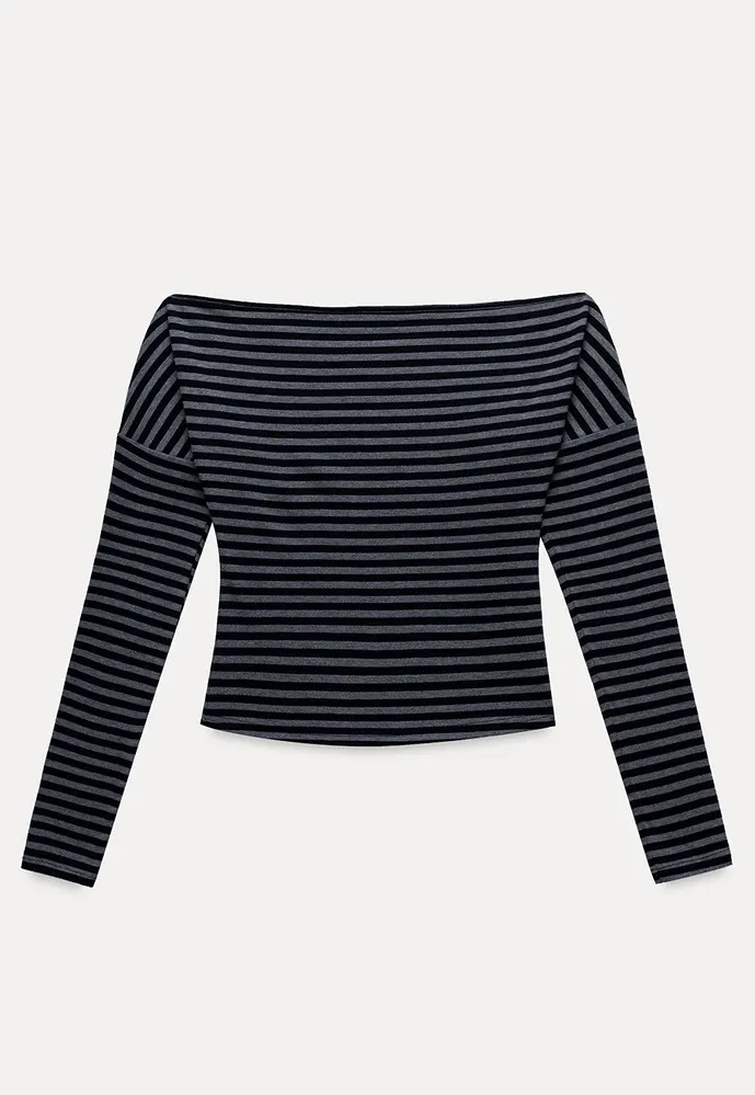 Striped Off Shoulder Top & Halter Cami
