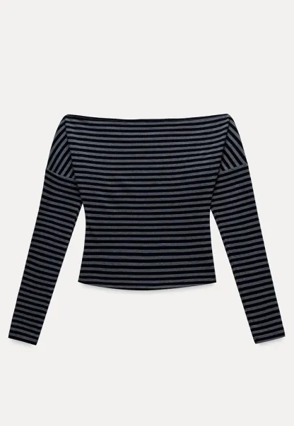 Striped Off Shoulder Top & Halter Cami