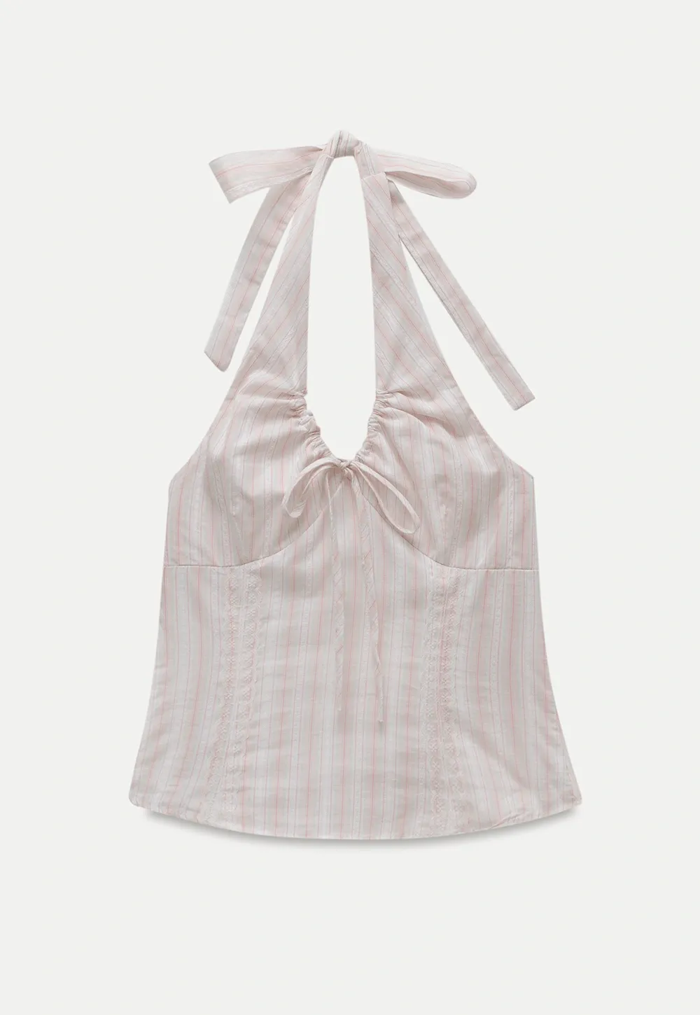 Women's Lace Patchwork Halter V-Neck Ruched Cami Top