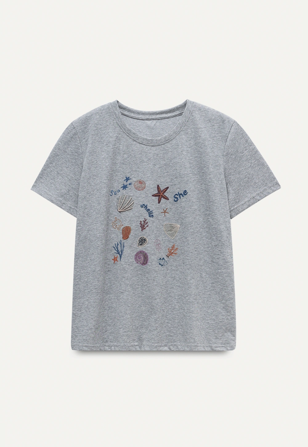 Women's Starfish and Seashell Print T-Shirt