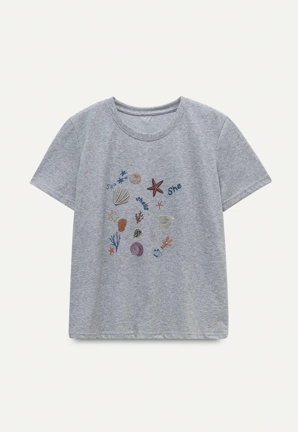 Women's Starfish and Seashell Print T-Shirt