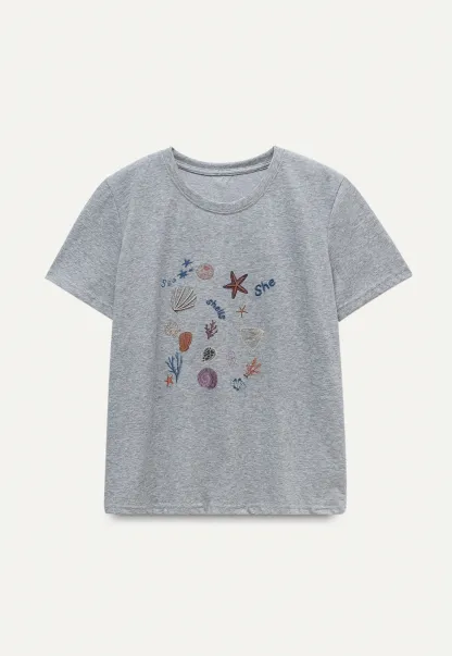 Women's Starfish and Seashell Print T-Shirt