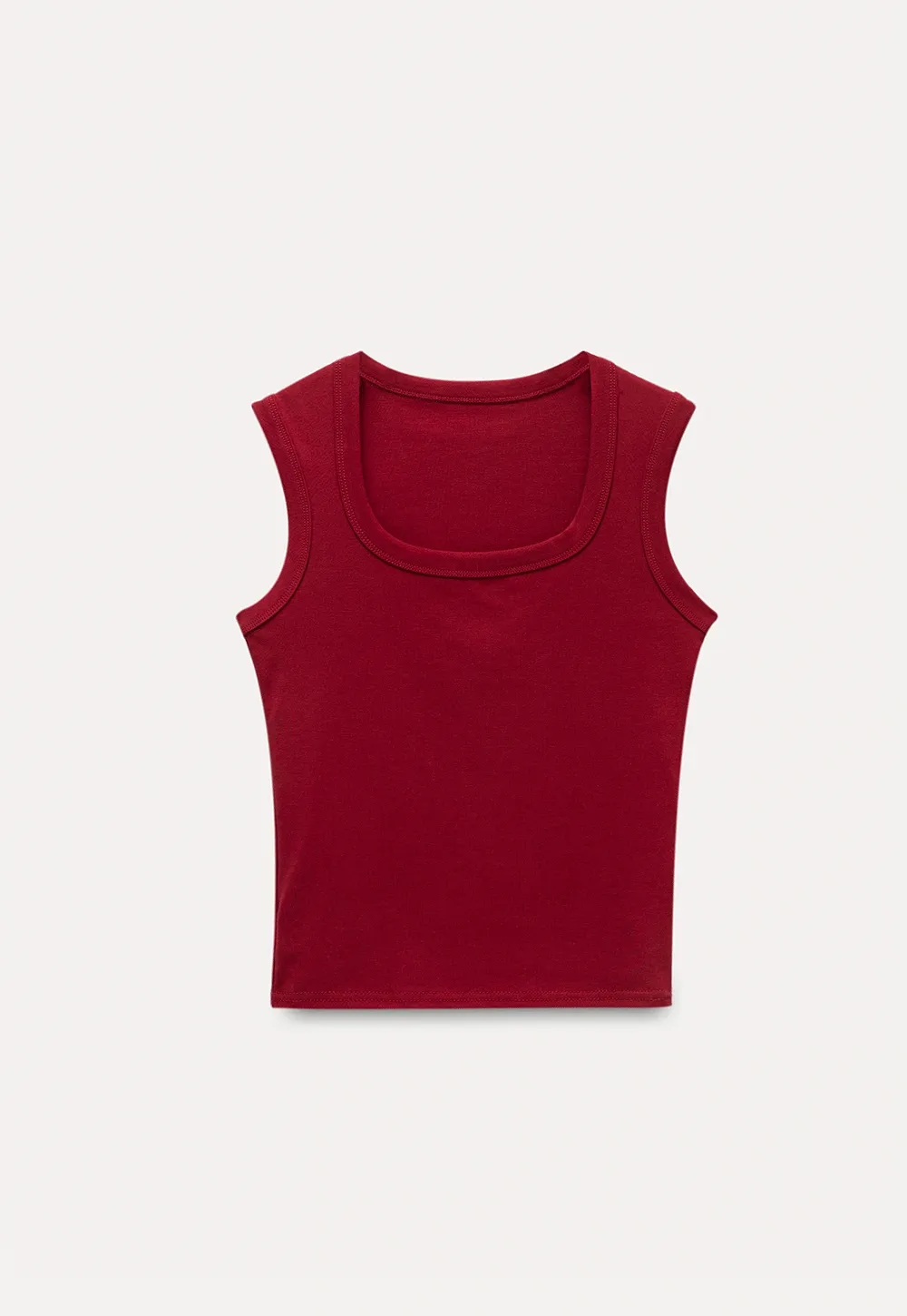 Women's Solid Square Neck Fitted T-Shirt And Tank Top