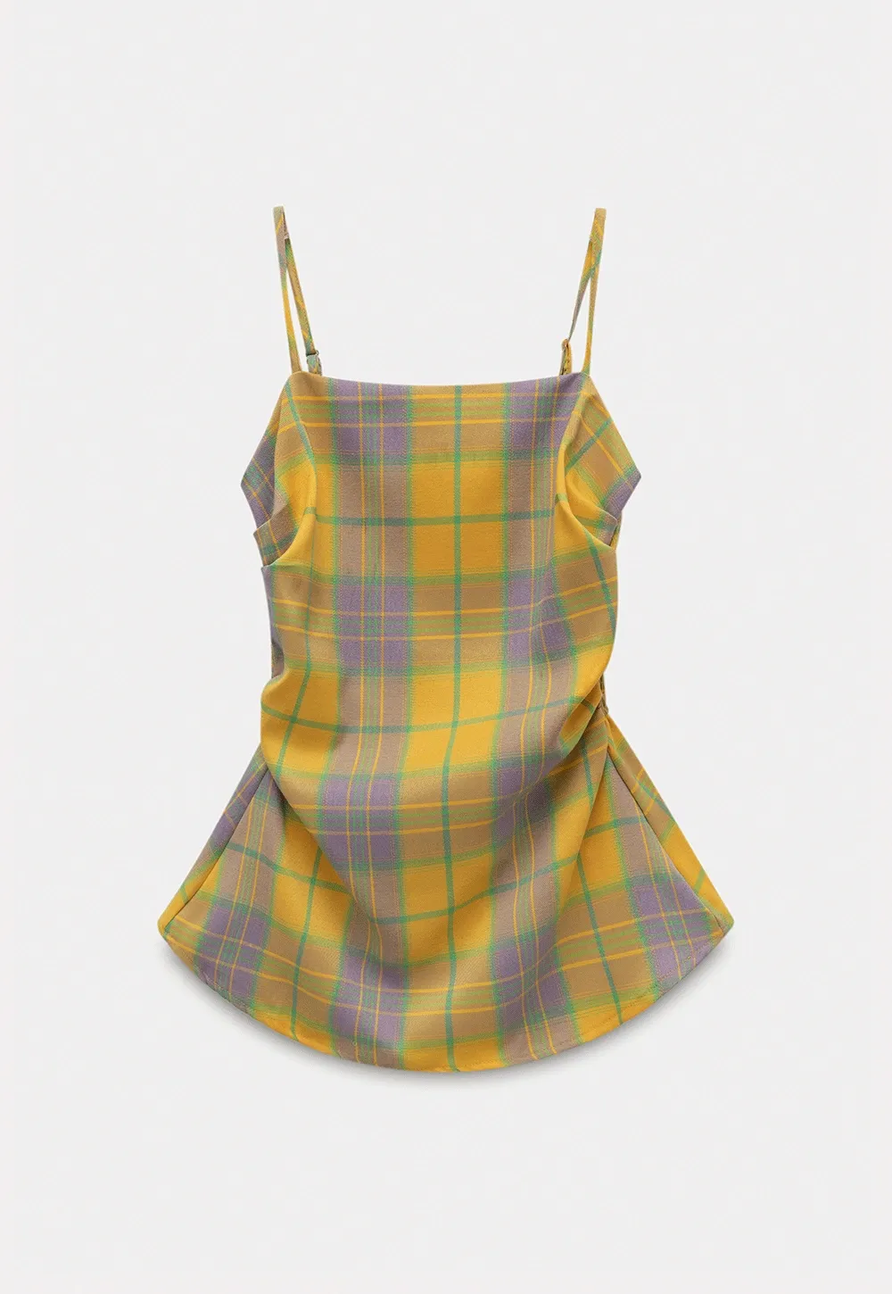 Women's Contrast Plaid Waist-Cinching Cami Top