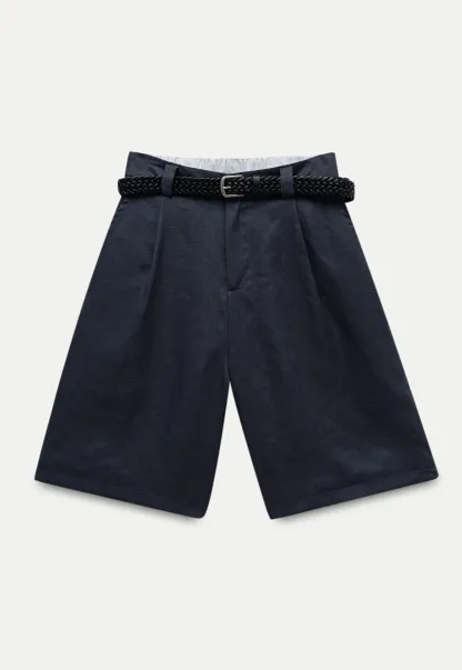 Women's Elastic Back Casual Loose Fit Shorts with Belt